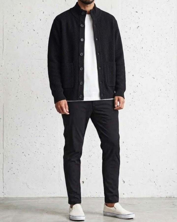 Mockneck Textured Knit Cardigan Jacket｜BM-T-175