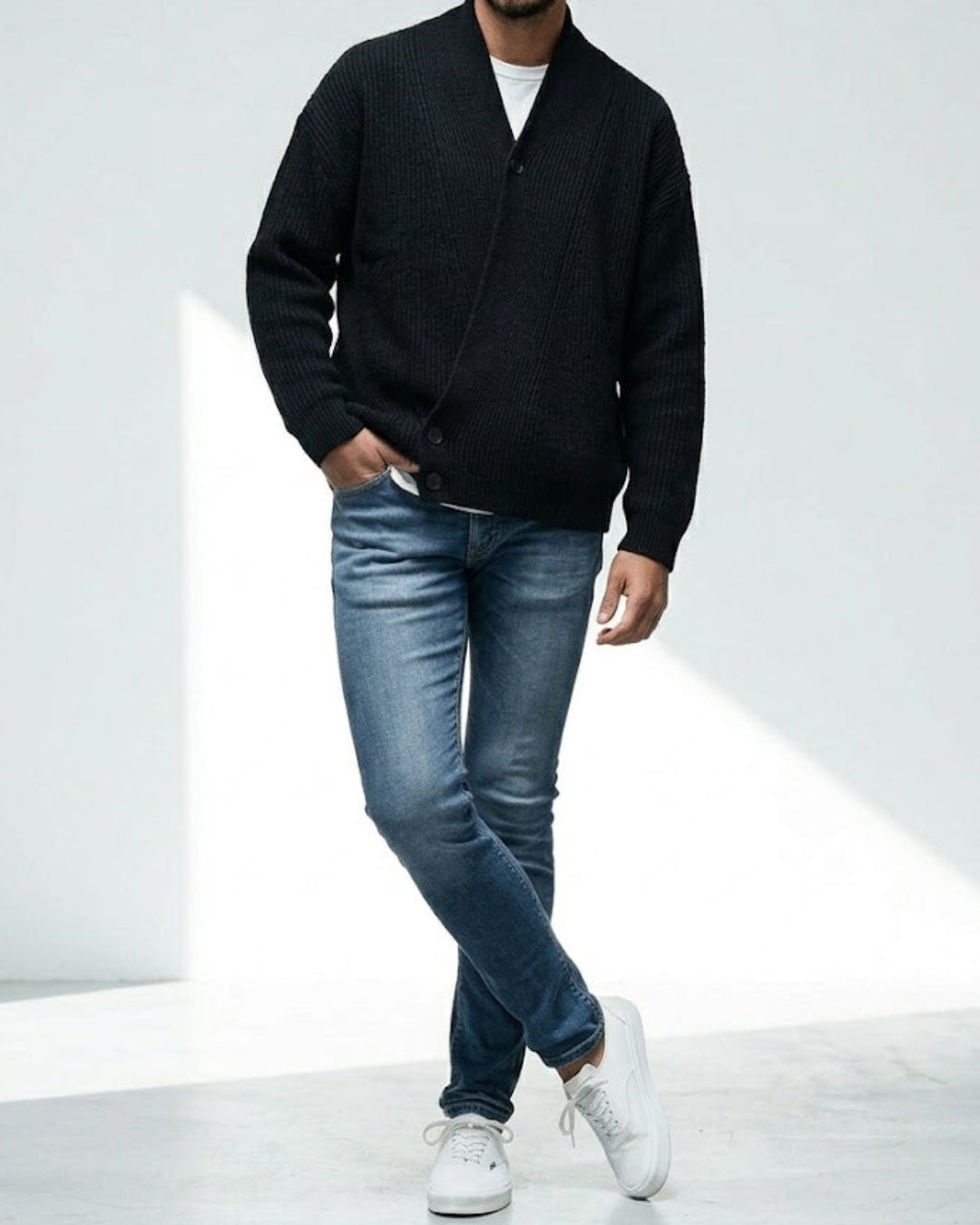 Asymmetric Wrap Front Knit Cardigan｜BM-T-185
