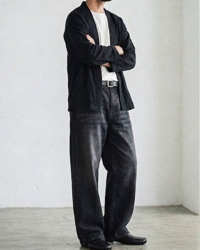 Worn-In Wash Black Drop-Curve Denim｜BM-B-156