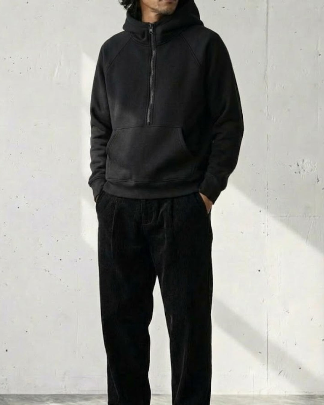 Fleece Pullover Hoodie Half Zip Design｜BM-T-127