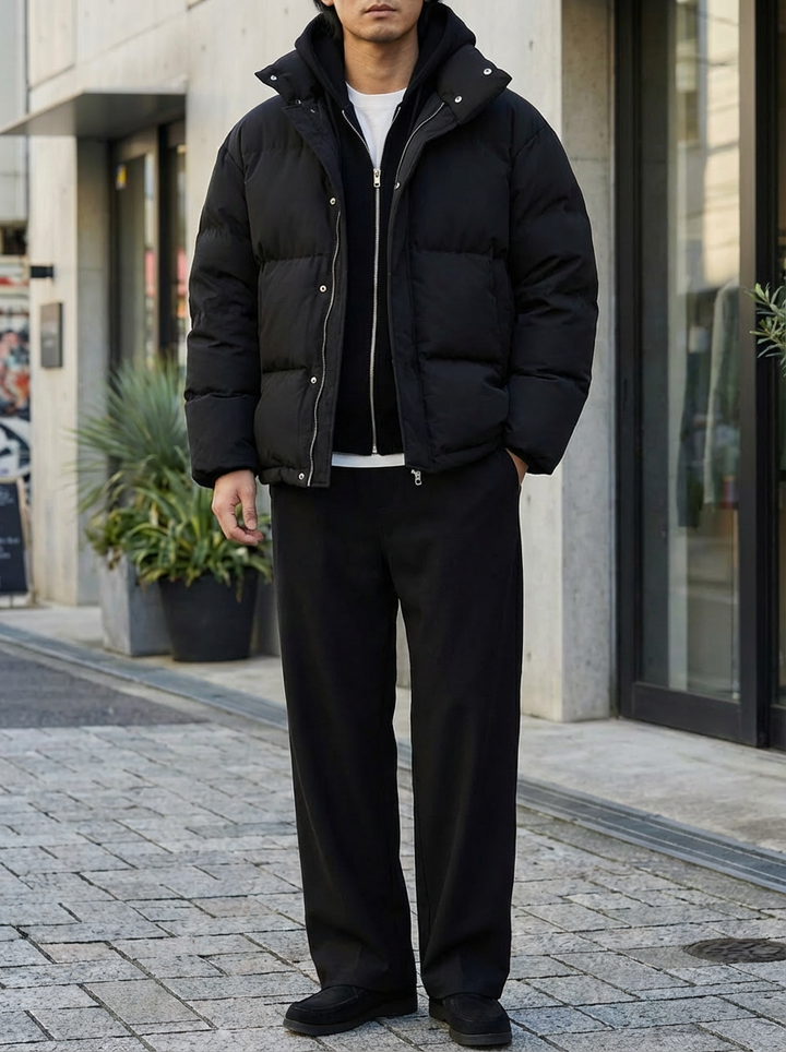 Padded Warm Jacket Black Casual｜BM-O-117
