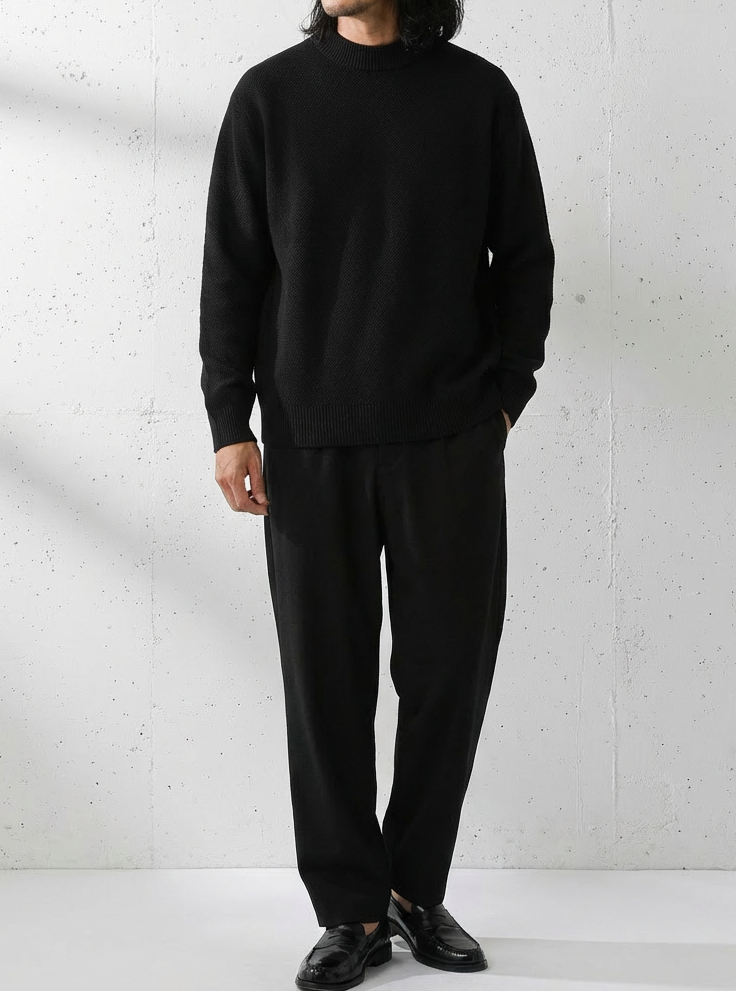 Fleece Knit Pullover Half Neck Sweater｜BM-T-136