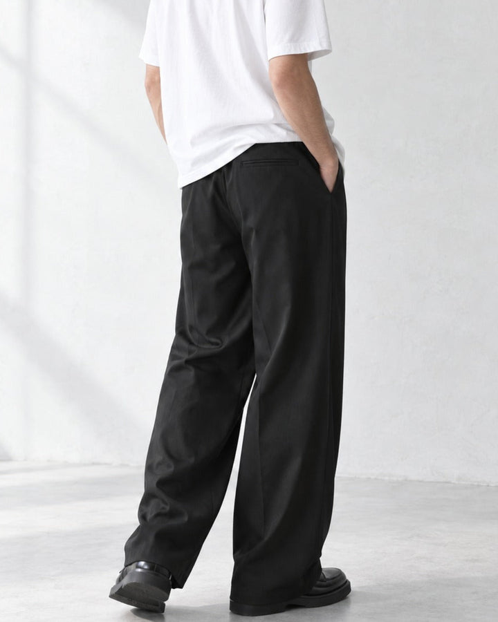 Pleated Wide Straight Leg Tailored Trousers｜BM-B-158