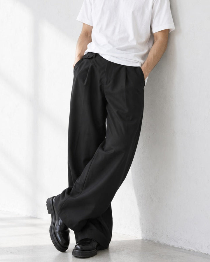 Pleated Wide Straight Leg Tailored Trousers｜BM-B-158