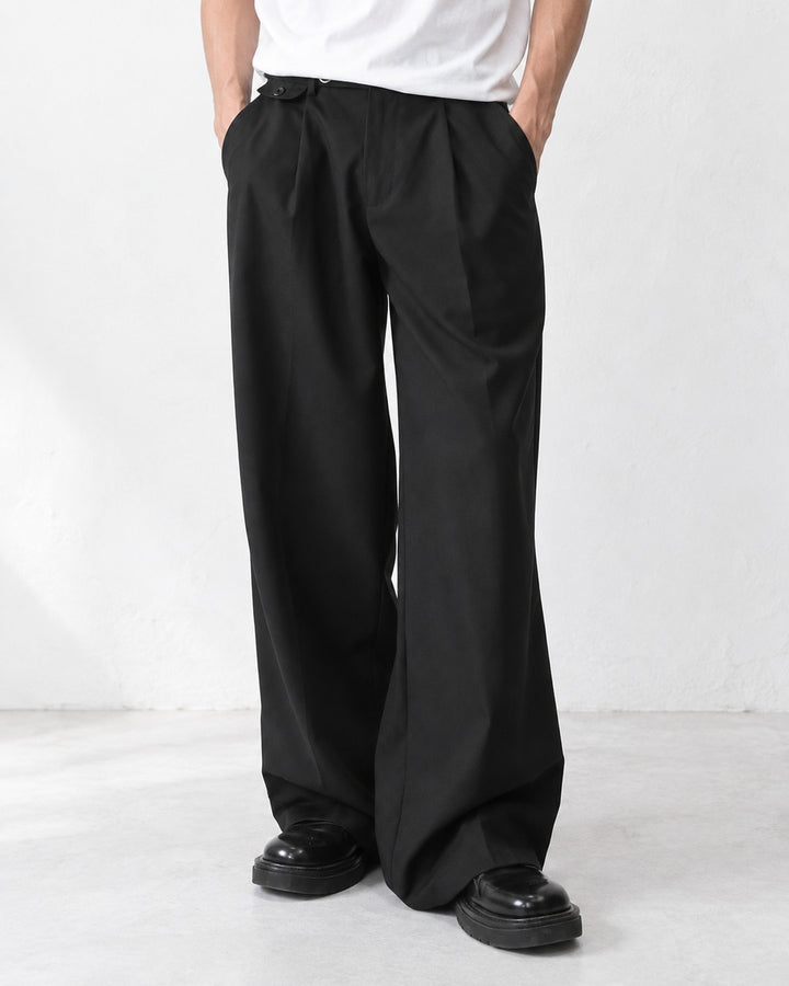 Pleated Wide Straight Leg Tailored Trousers｜BM-B-158