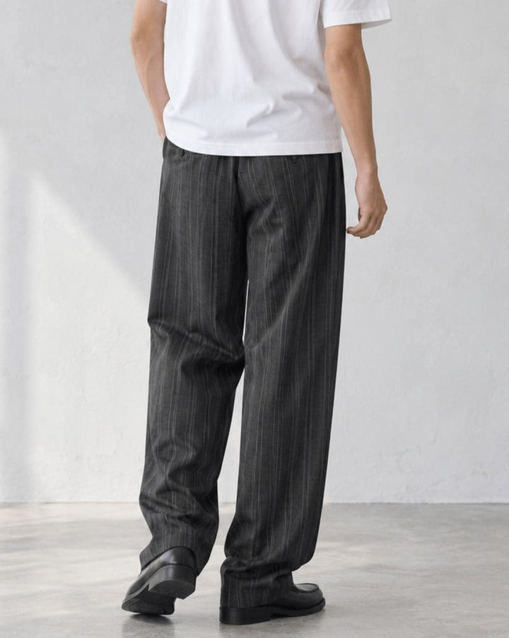 Striped Pleated Wide Leg Trousers｜BM-B-160