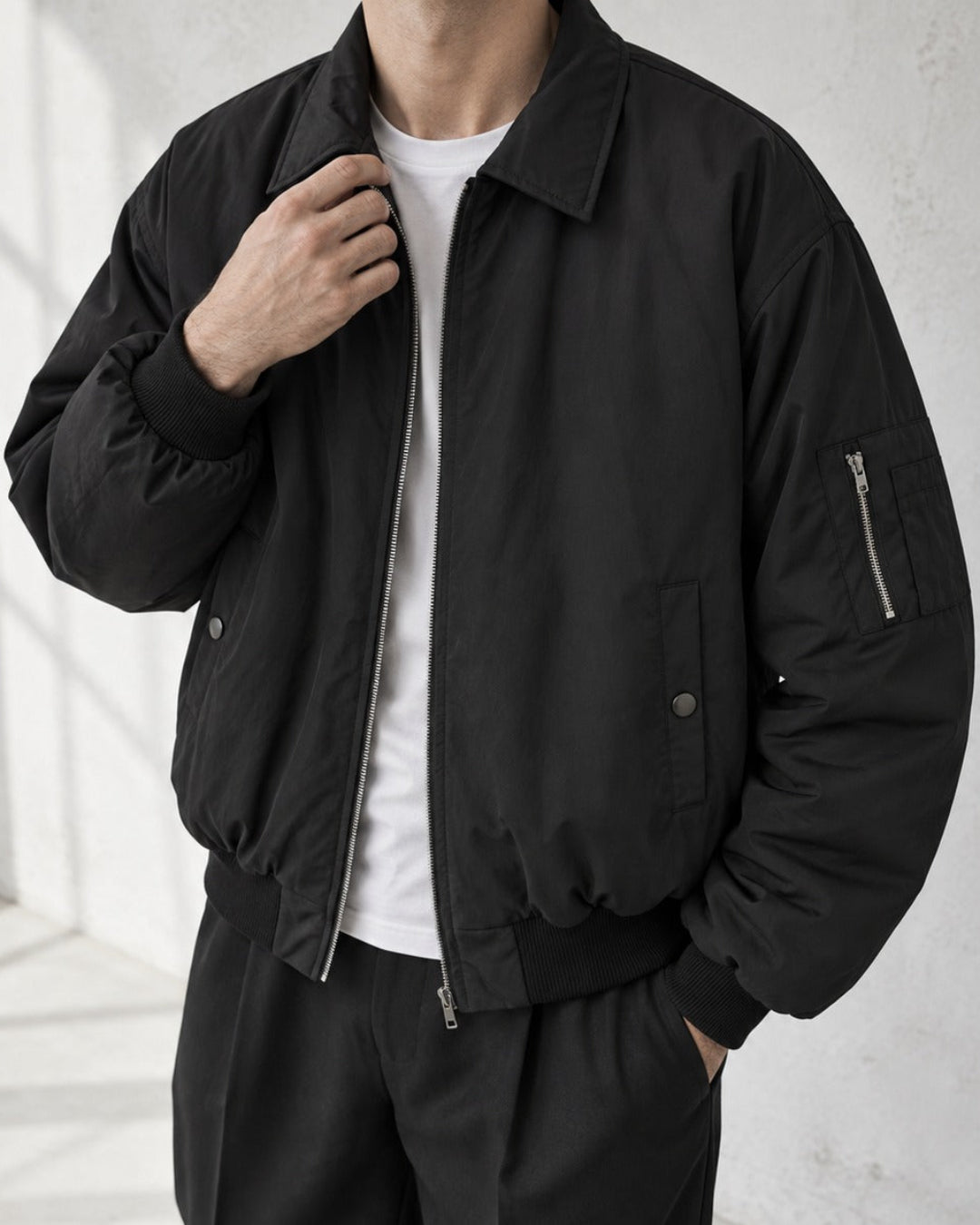 Retro Collared Padded Bomber Jacket｜BM-O-147
