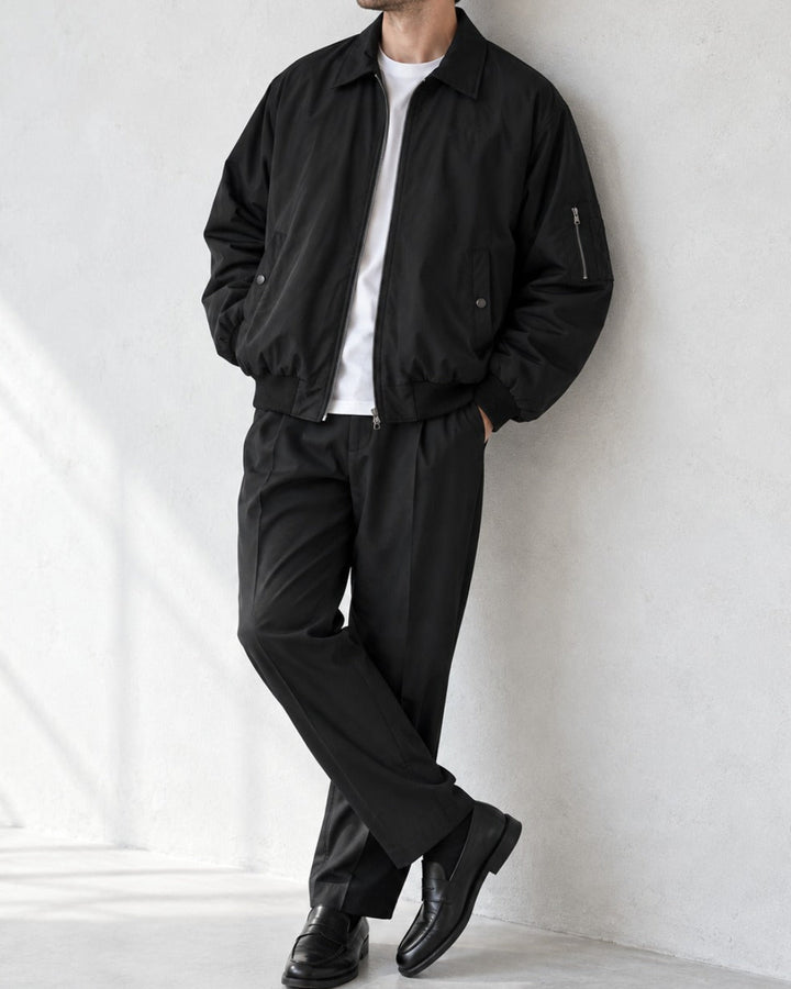 Retro Collared Padded Bomber Jacket｜BM-O-147