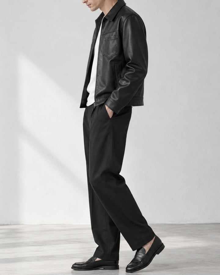 Faux Leather Collared Moto Jacket｜BM-O-150