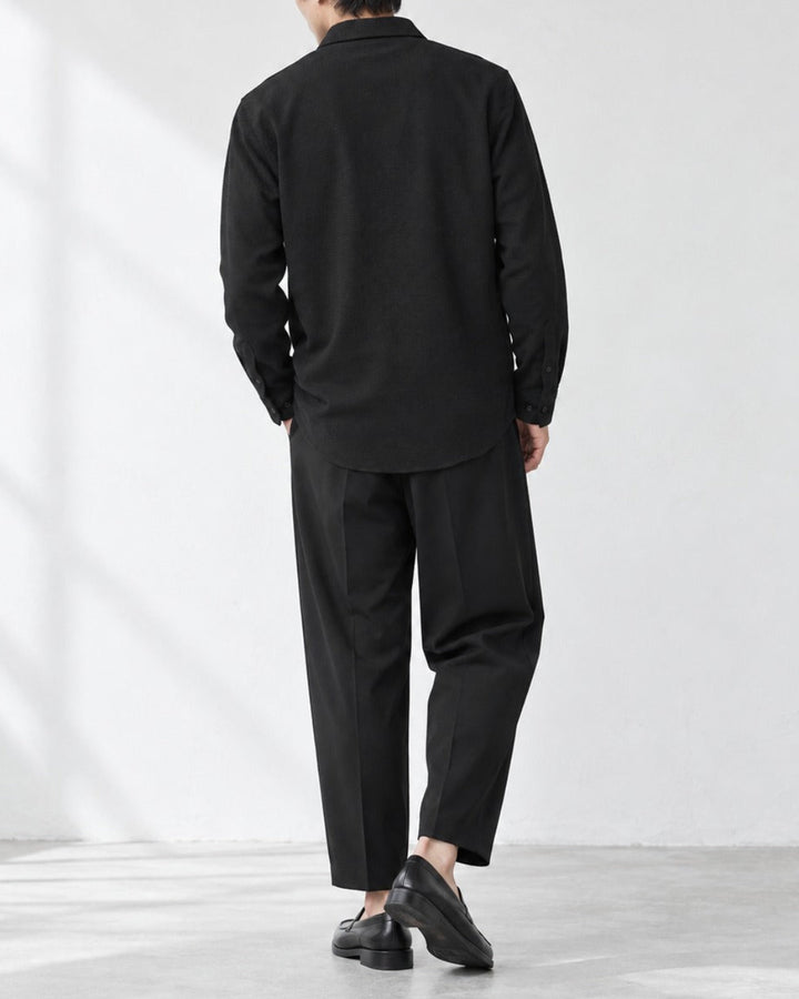 Texture Hidden Placket Long-Sleeve Shirt｜BM-T-178