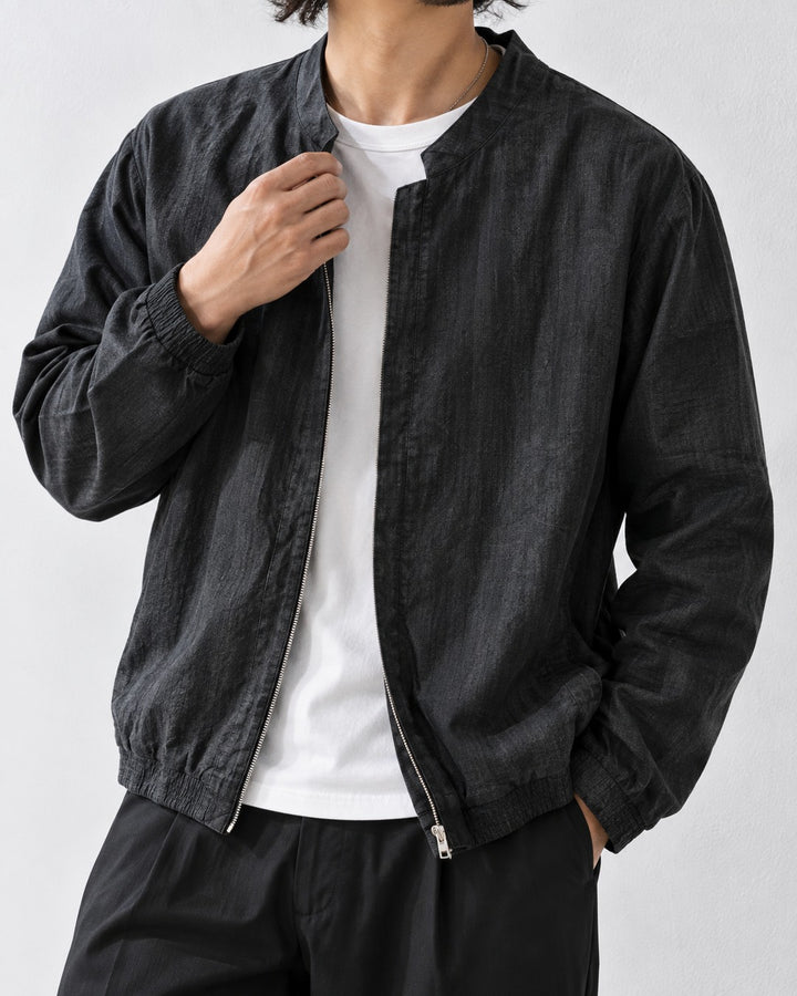 Stand Collar Lyocell Linen Zip Jacket｜BM-T-181
