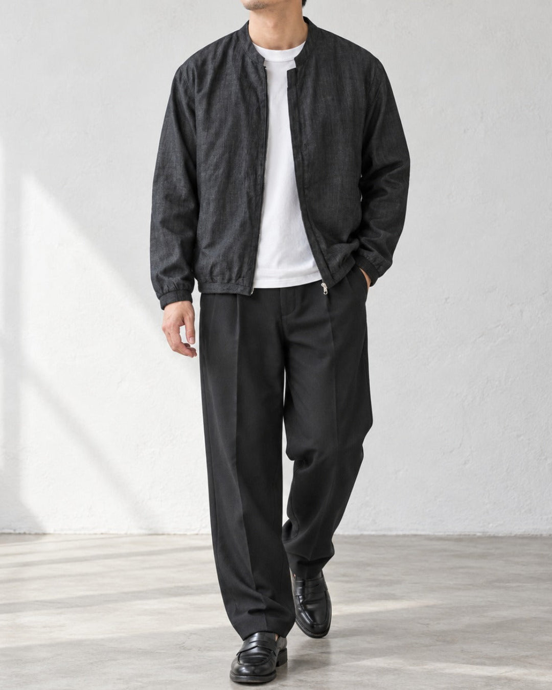 Stand Collar Lyocell Linen Zip Jacket｜BM-T-181