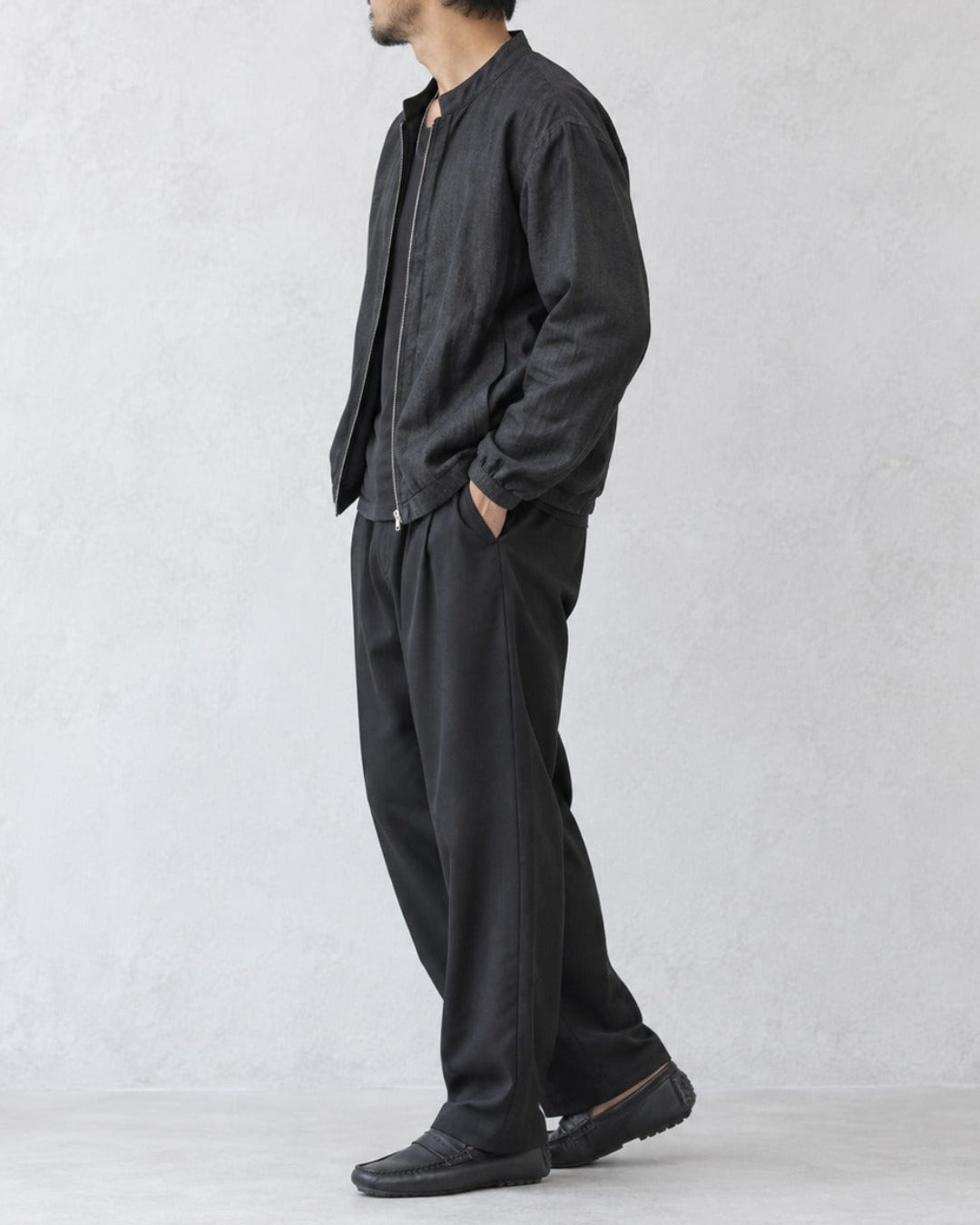 Stand Collar Lyocell Linen Zip Jacket｜BM-T-181