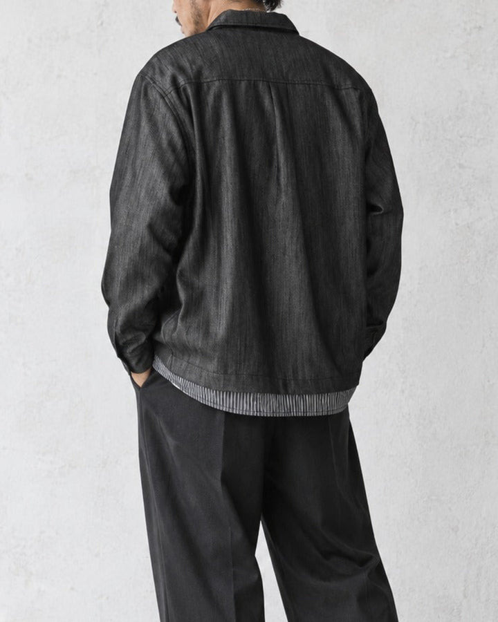 Contrast Hem Denim-Look Shirt｜BM-T-182