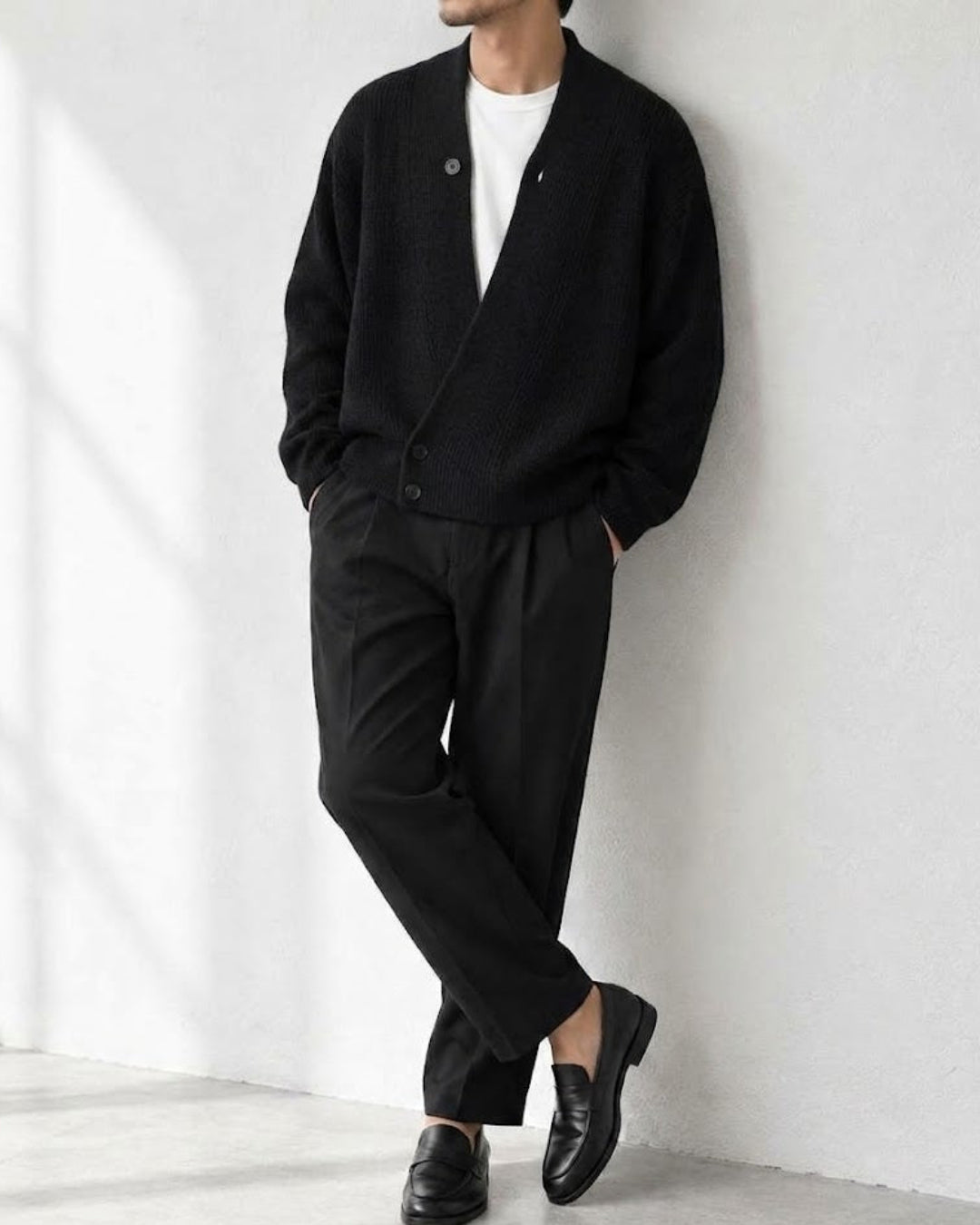 Asymmetric Wrap Front Knit Cardigan｜BM-T-185