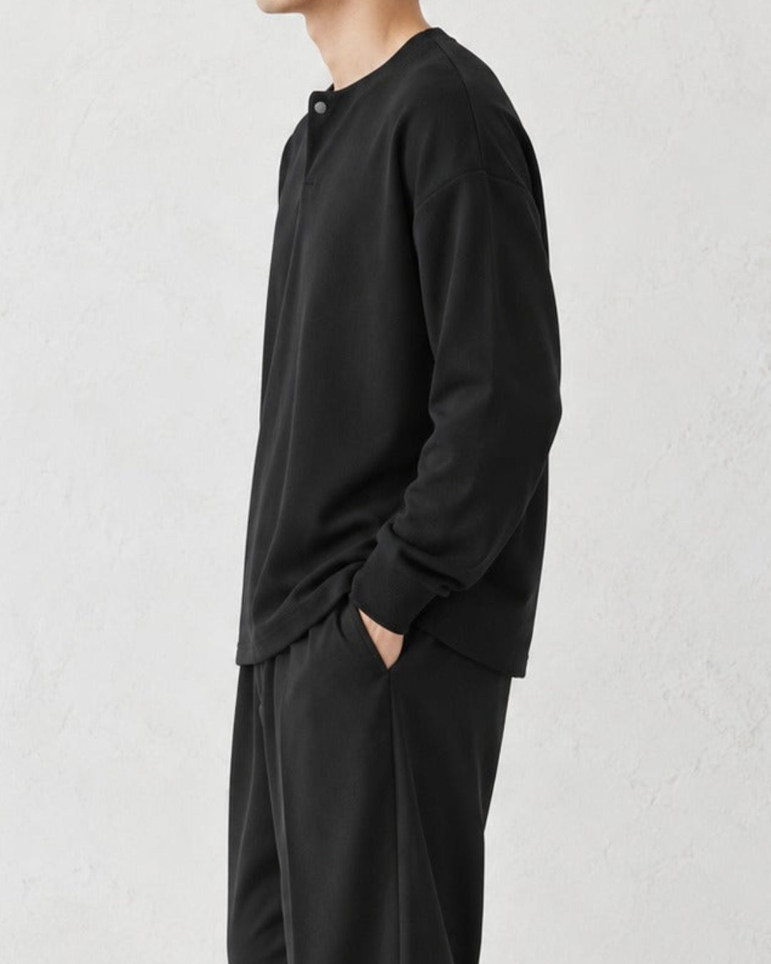 Henley Twill Cotton Relaxed Tee｜BM-T-187