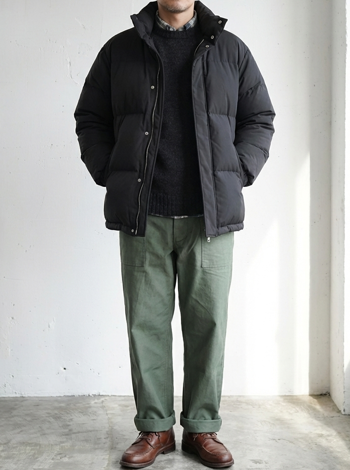 Padded Warm Jacket Black Casual｜BM-O-117