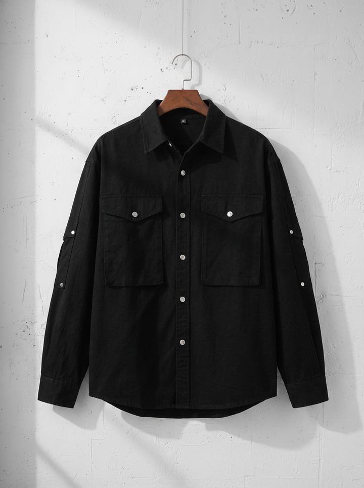 Vintage Black Modern Workwear Shirt｜BM-T-133