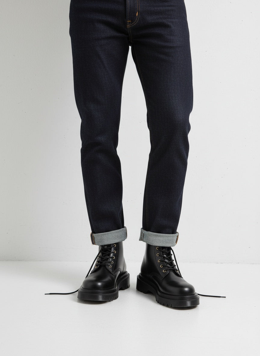 High-Top Black Leather Derby Shoes｜BM-SH-12