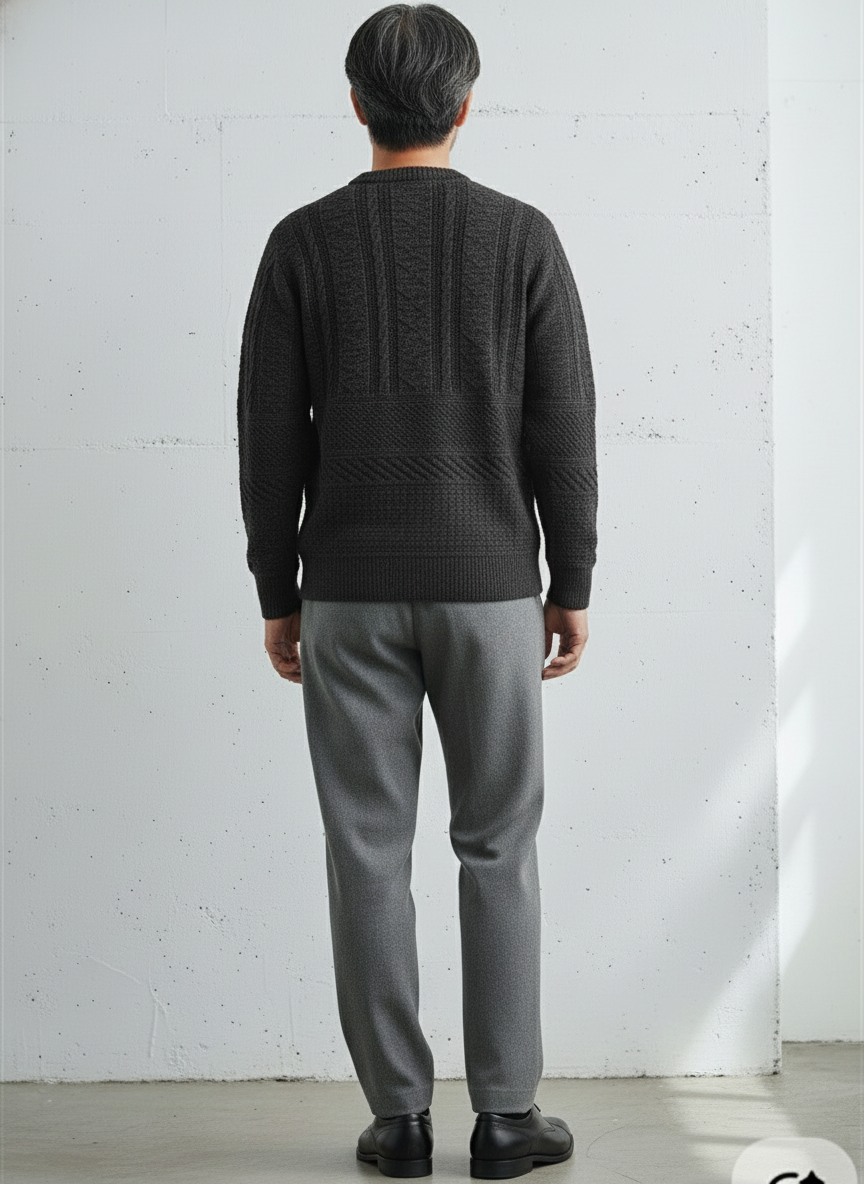 Half Neck Pullover Aran Sweater｜BM-T-119