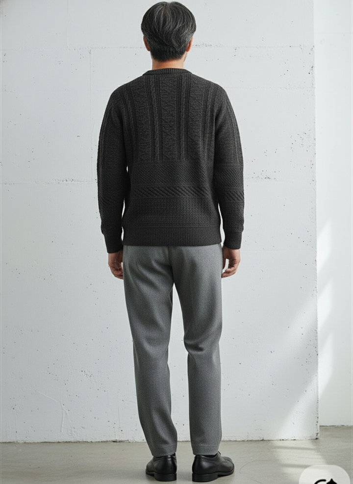 Half Neck Pullover Aran Sweater｜BM-T-119