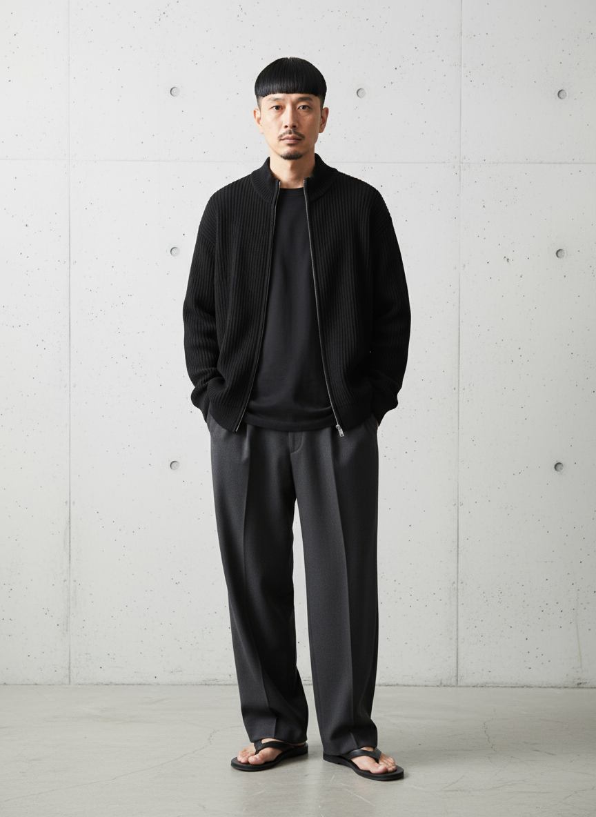 Warm Mock Neck Zipper Knit ｜BM-T-105