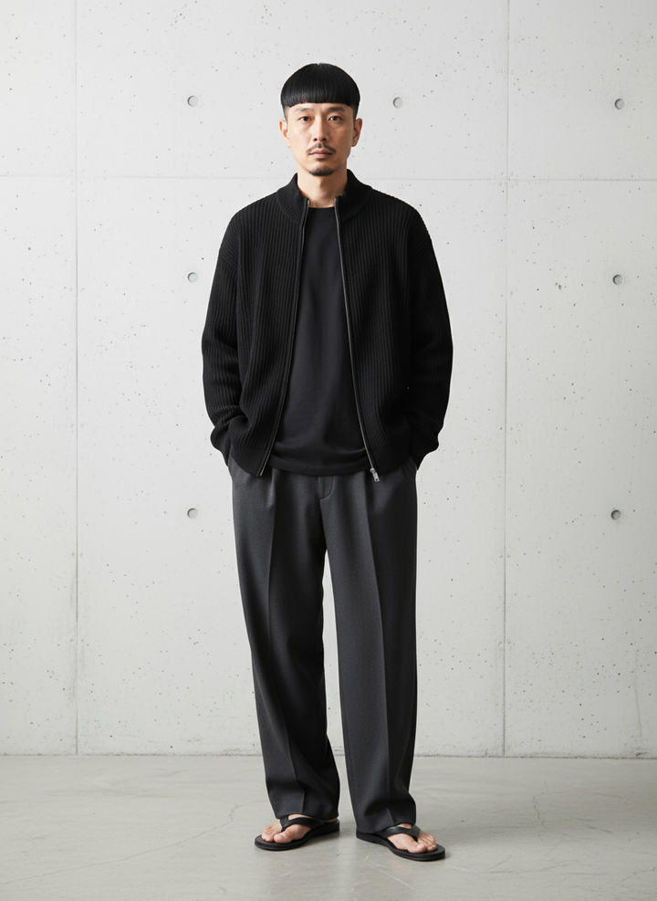 Warm Mock Neck Zipper Knit ｜BM-T-105