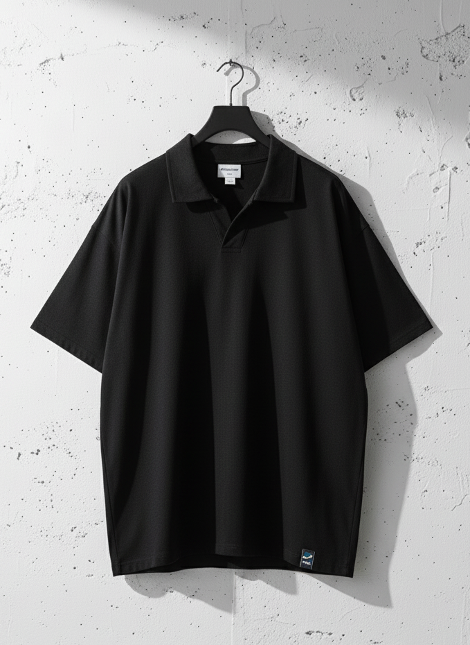 Loose Half Sleeve Textured Knit Polo｜BM-T125