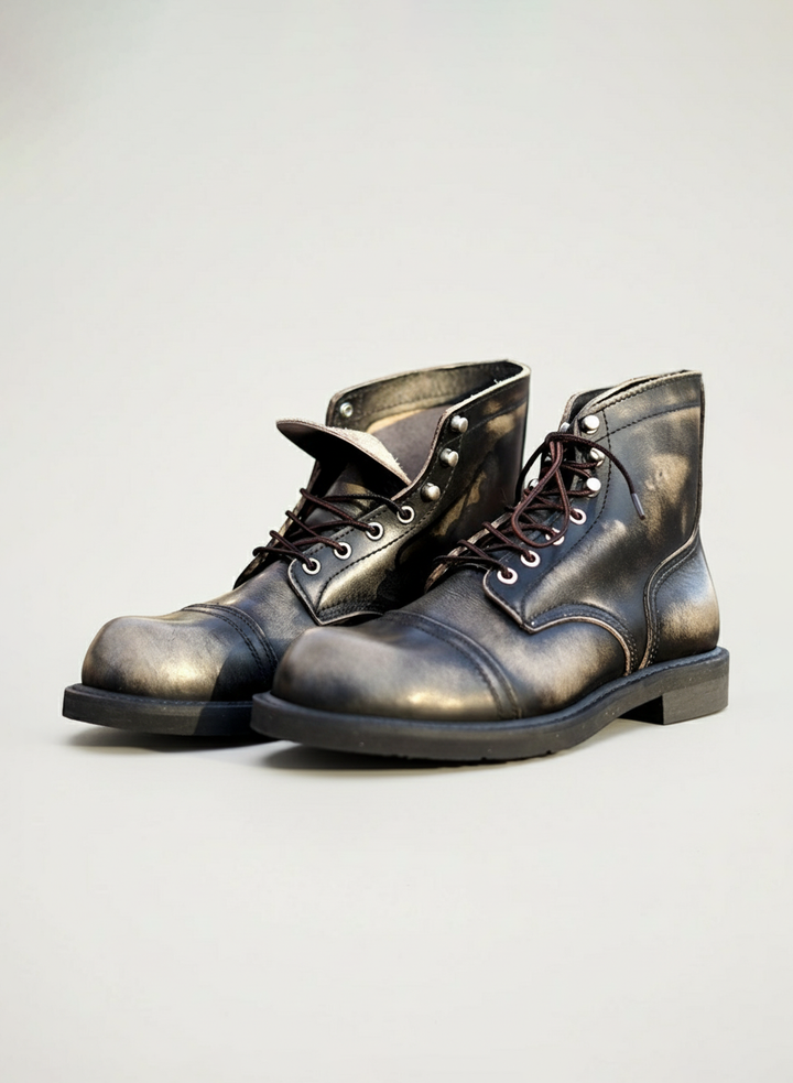 Black Custom Edition Leather Combat Boots｜BM-SH-19