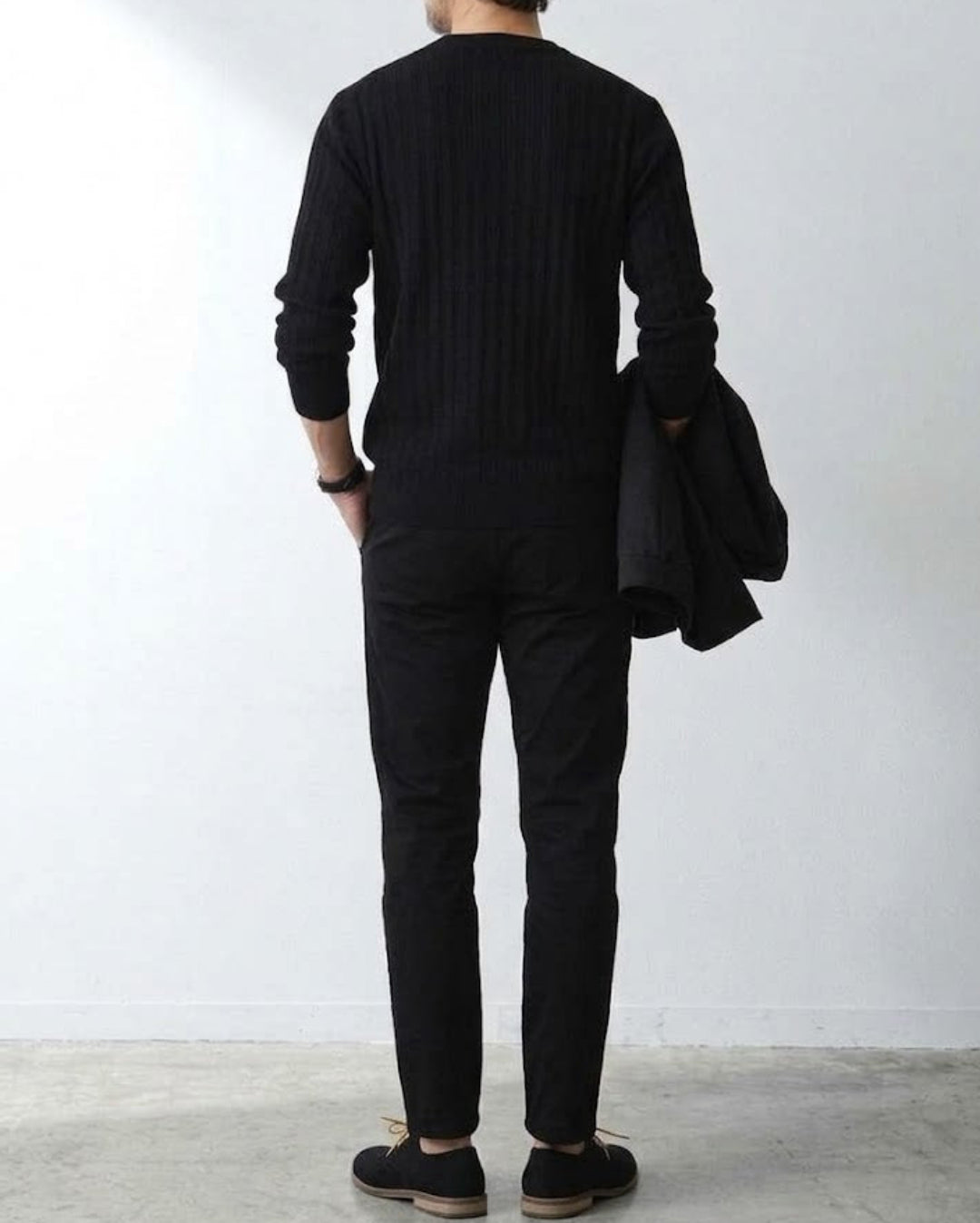 Ribbed Henley Neck Layered Knit Sweater｜BM-T-186