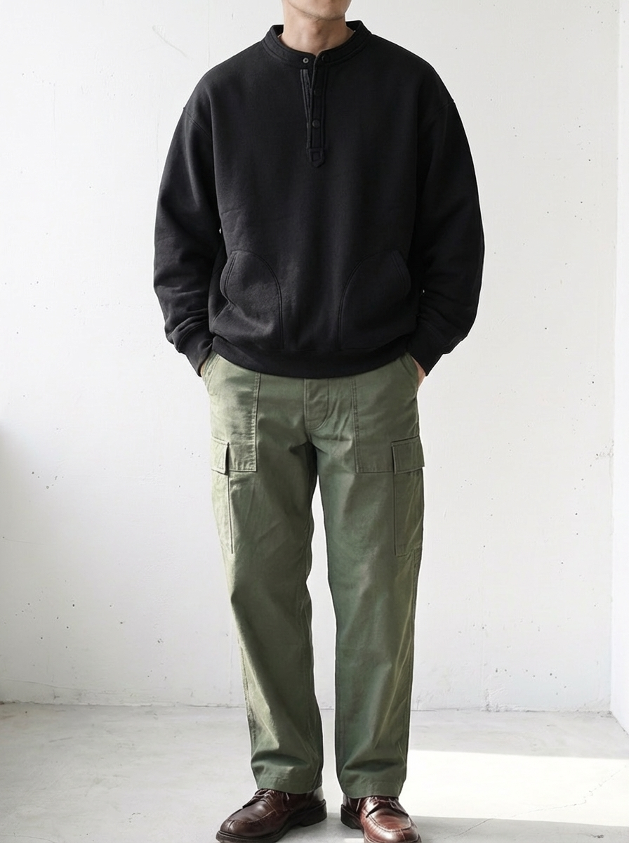 Henley Neck Brushed Fleece Lined Shirt｜BM-T-128