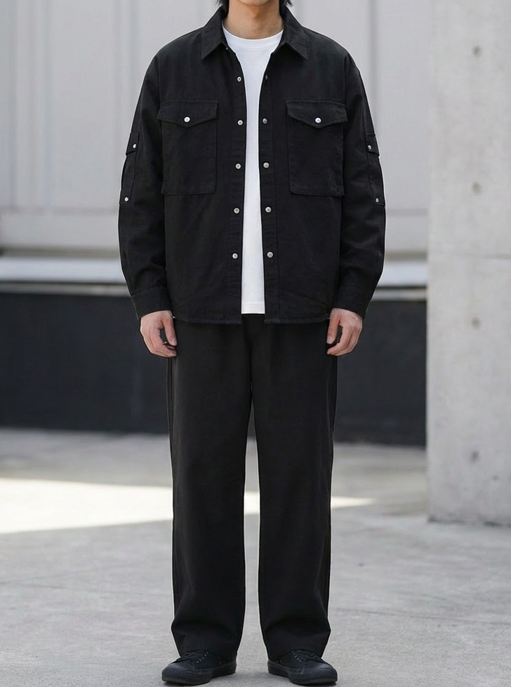 Vintage Black Modern Workwear Shirt｜BM-T-133
