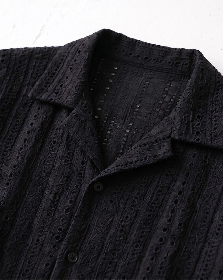 Breathable Mesh Cuban Urban Black Shirt｜BM-T-172