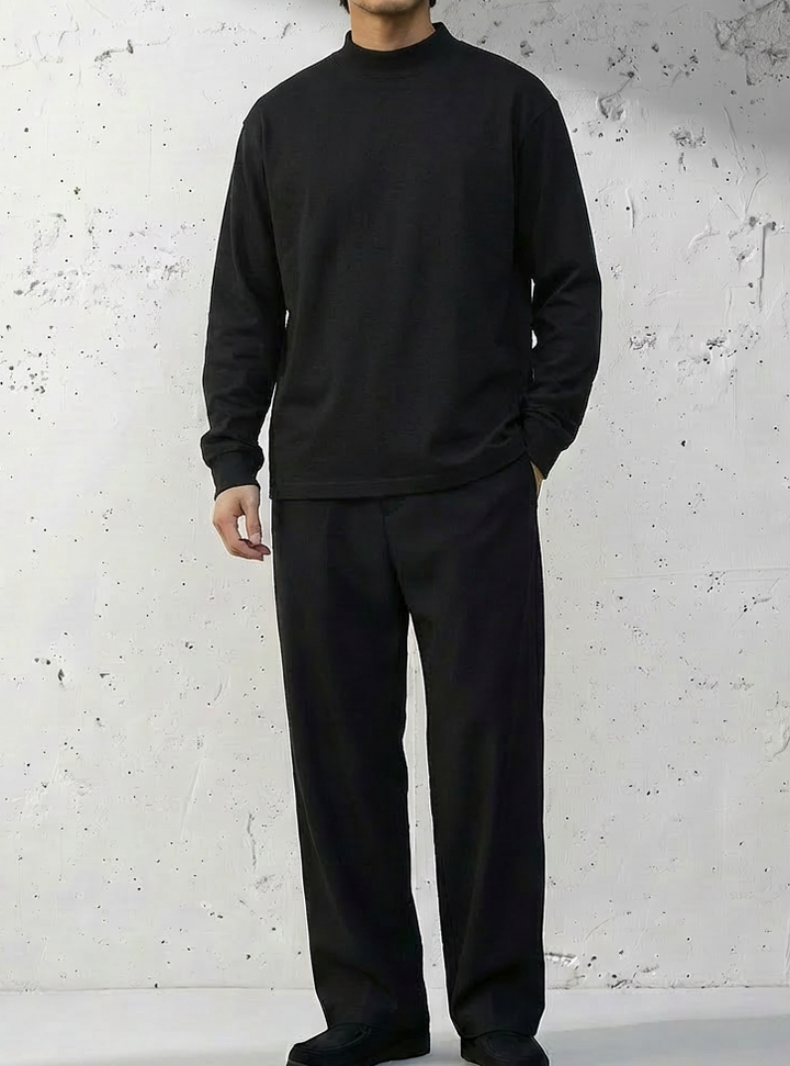 Premium 300g Cotton Mock Neck Long Sleeve｜BM-T-140