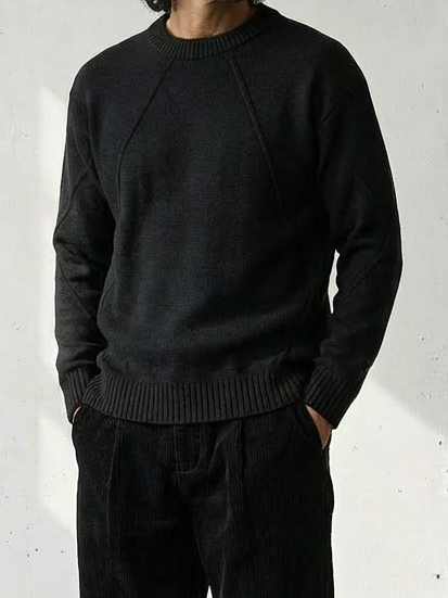 Warm Solid Texture Round Neck Sweater｜BM-T-132