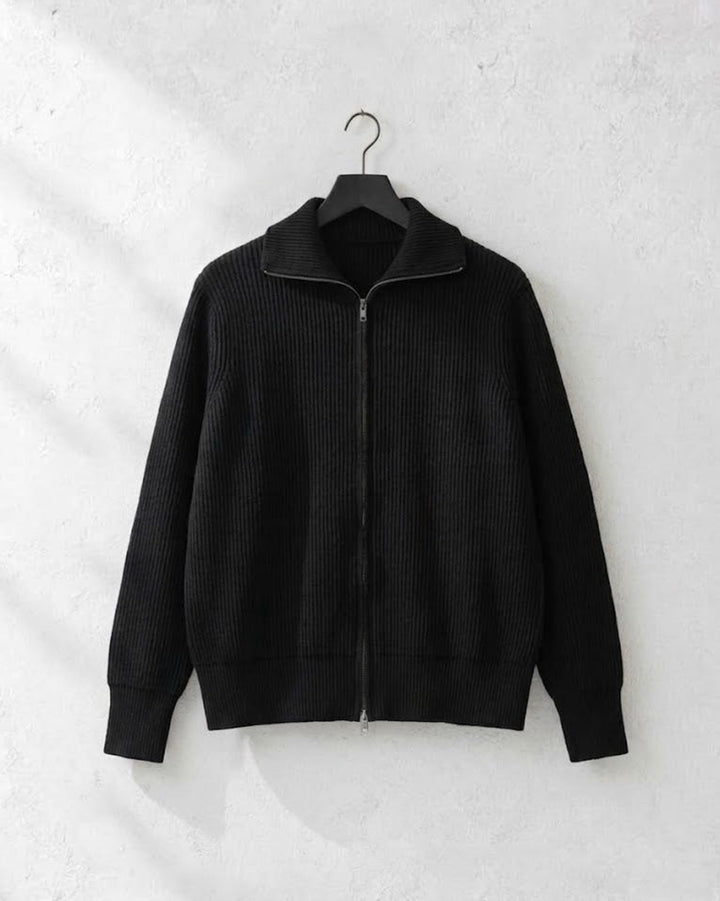 Ribbed Double-Zip Collared Knit Cardigan｜BM-T-184