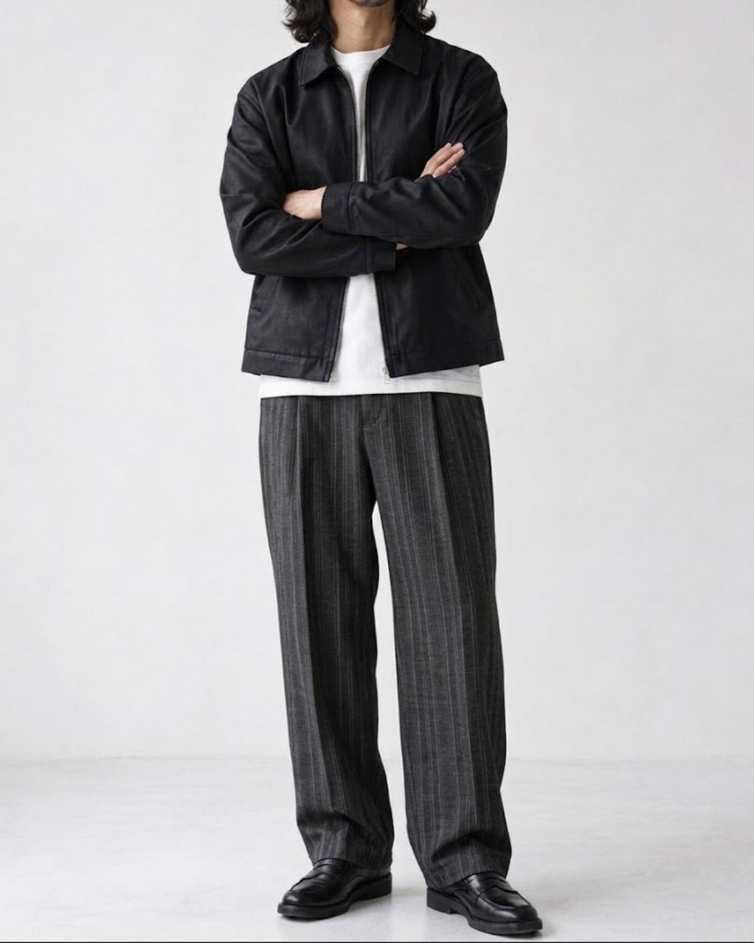 Striped Pleated Wide Leg Trousers｜BM-B-160