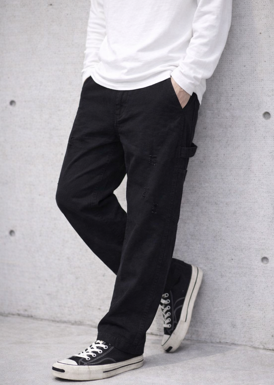 Vintage-Washed Pearl Canvas Work Pants｜BM-B-137