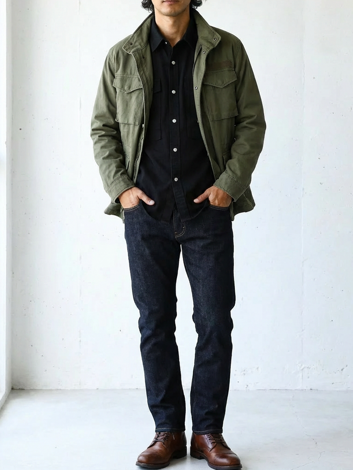 Vintage Black Modern Workwear Shirt｜BM-T-133