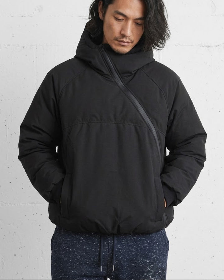 Diagonal Zip Hooded Padded Jacket｜BM-O-151