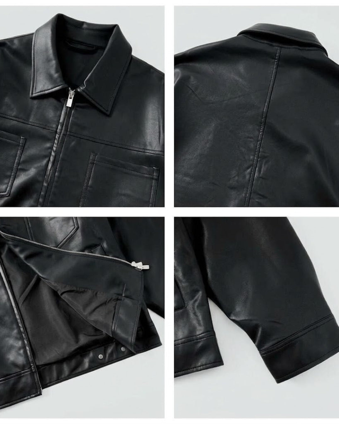 Faux Leather Collared Moto Jacket｜BM-O-150