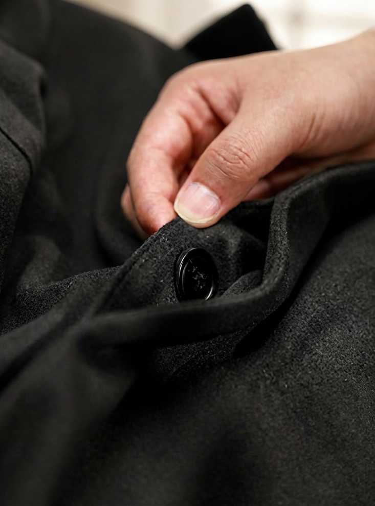 Herringbone Padded Mid-length Wool Coat｜BM-O-128