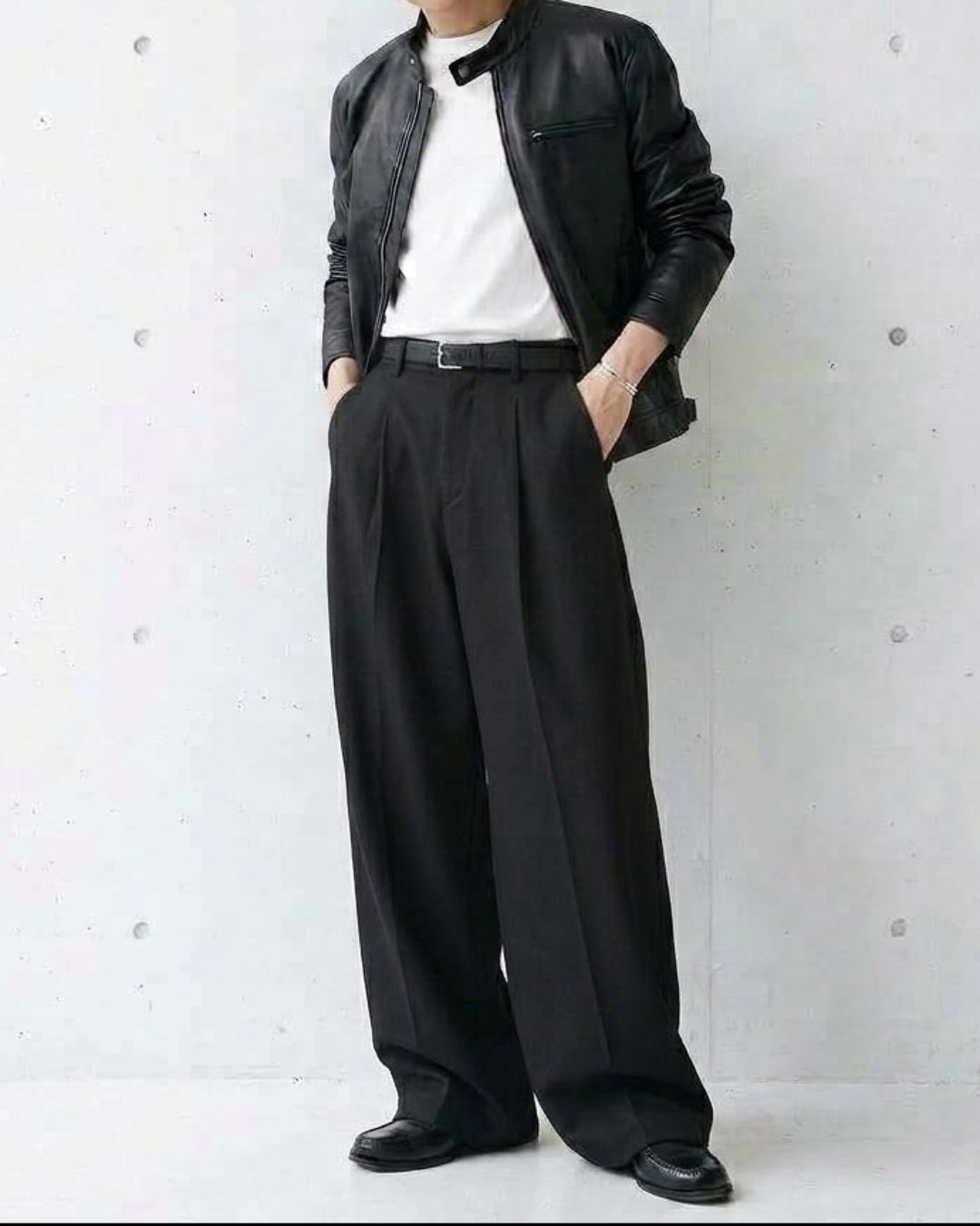 Pleated Wide Straight Leg Tailored Trousers｜BM-B-158