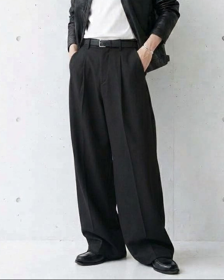 Pleated Wide Straight Leg Tailored Trousers｜BM-B-158
