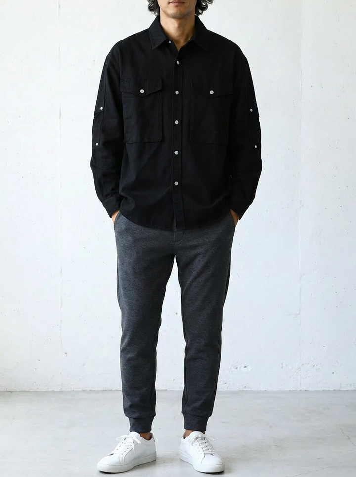 Vintage Black Modern Workwear Shirt｜BM-T-133