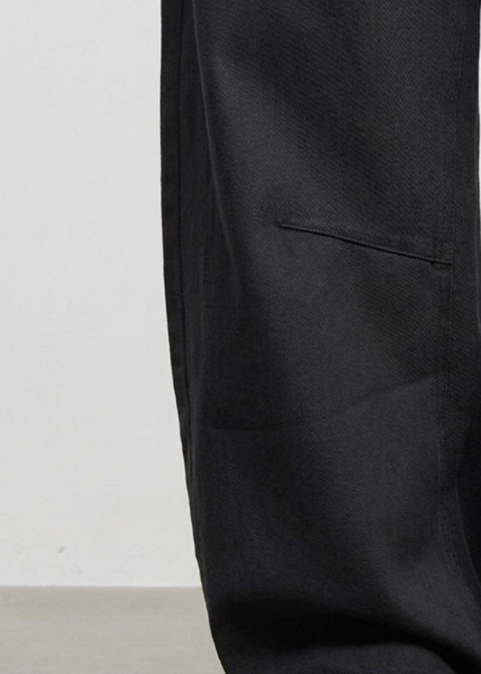 3D Arc-Cut Wide-Leg Black Trousers｜BM-B-138