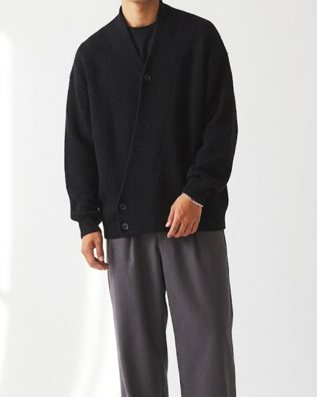 Asymmetric Wrap Front Knit Cardigan｜BM-T-185