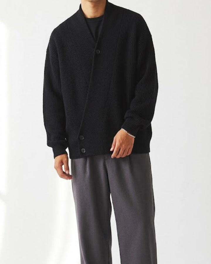 Asymmetric Wrap Front Knit Cardigan｜BM-T-185