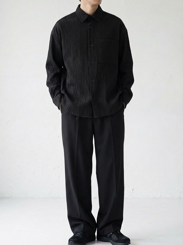 Soft-Crease Modern Form Black Shirt｜BM-T-144