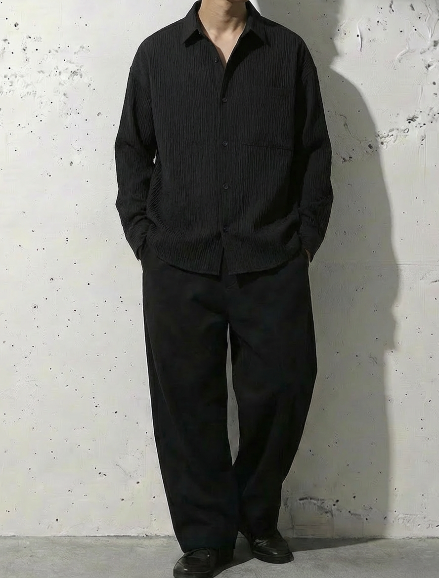 Soft-Crease Modern Form Black Shirt｜BM-T-144